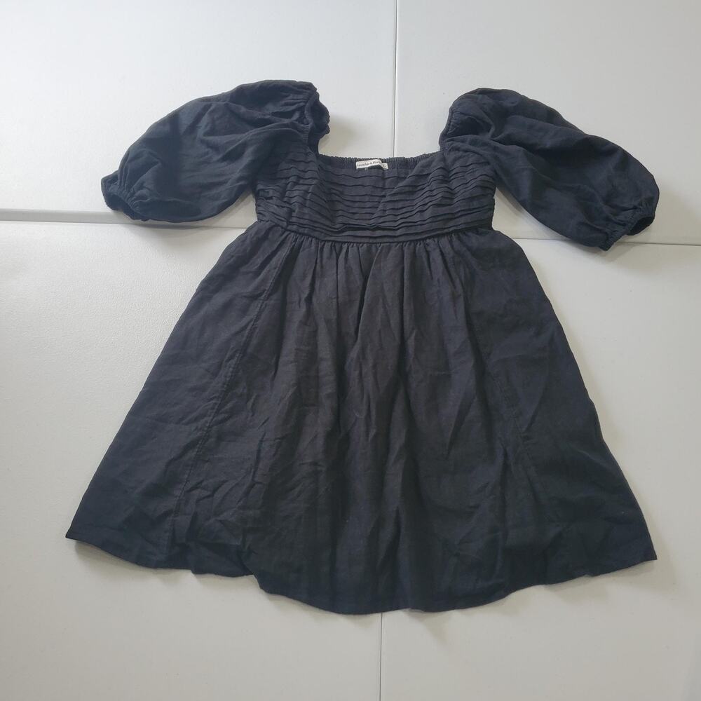 Abercrombie & Fitch Dress Womens Small Black Linen Puff Sleeve Square Neck Witch